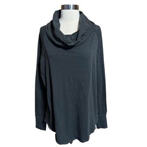 We The Free Cotton Oversized Fit Cowl Neck Long Sleeve Gray Tunic Blouse Top XS